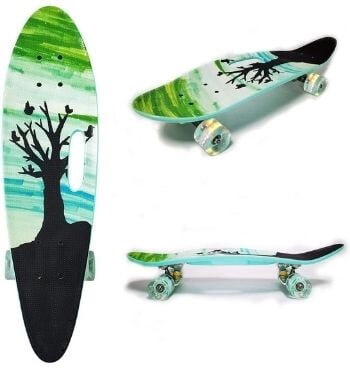 Runyi Plastic Mini Cruiser with Handle Colorful LED Light PU Wheels